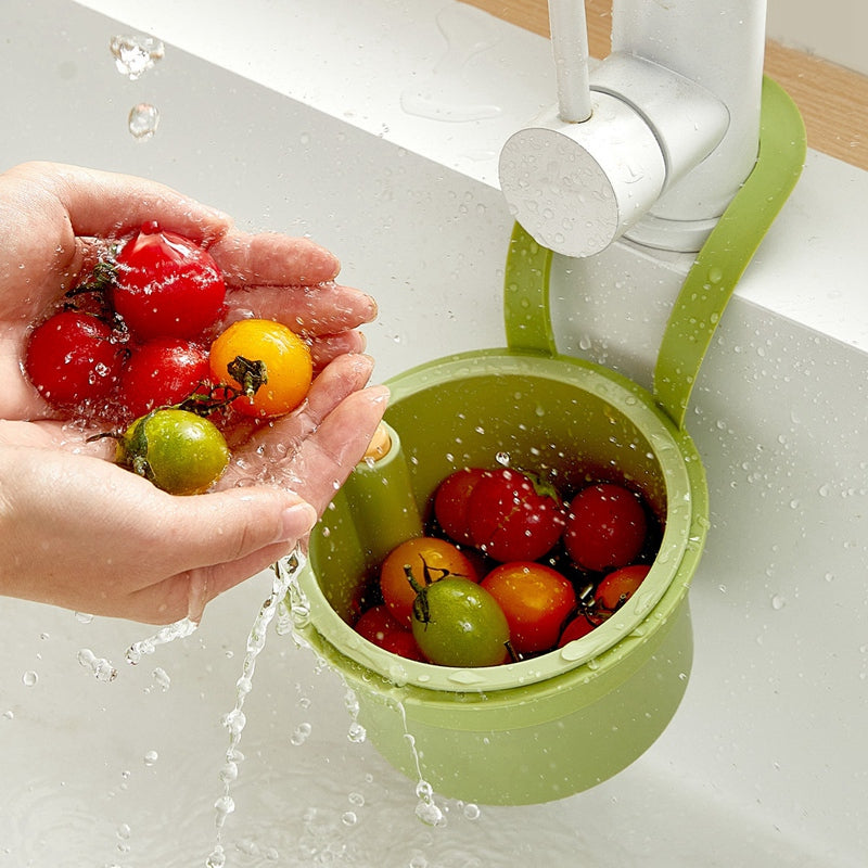 Adjustable Sink Filter Strainer Basket, Hanging Drain Basket for Kitchen, Quick-Draining Food Scrap Catcher & Organizer