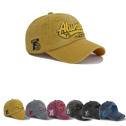 Washed Denim Baseball Cap for Men Women, Adult Unisex Summer Outdoor Sports Hat, Casual Letter Embroidered Sun Cap