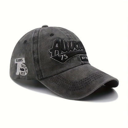 Washed Denim Baseball Cap for Men Women, Adult Unisex Summer Outdoor Sports Hat, Casual Letter Embroidered Sun Cap