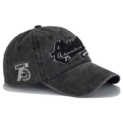 Washed Denim Baseball Cap for Men Women, Adult Unisex Summer Outdoor Sports Hat, Casual Letter Embroidered Sun Cap
