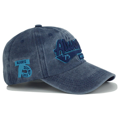 Washed Denim Baseball Cap for Men Women, Adult Unisex Summer Outdoor Sports Hat, Casual Letter Embroidered Sun Cap