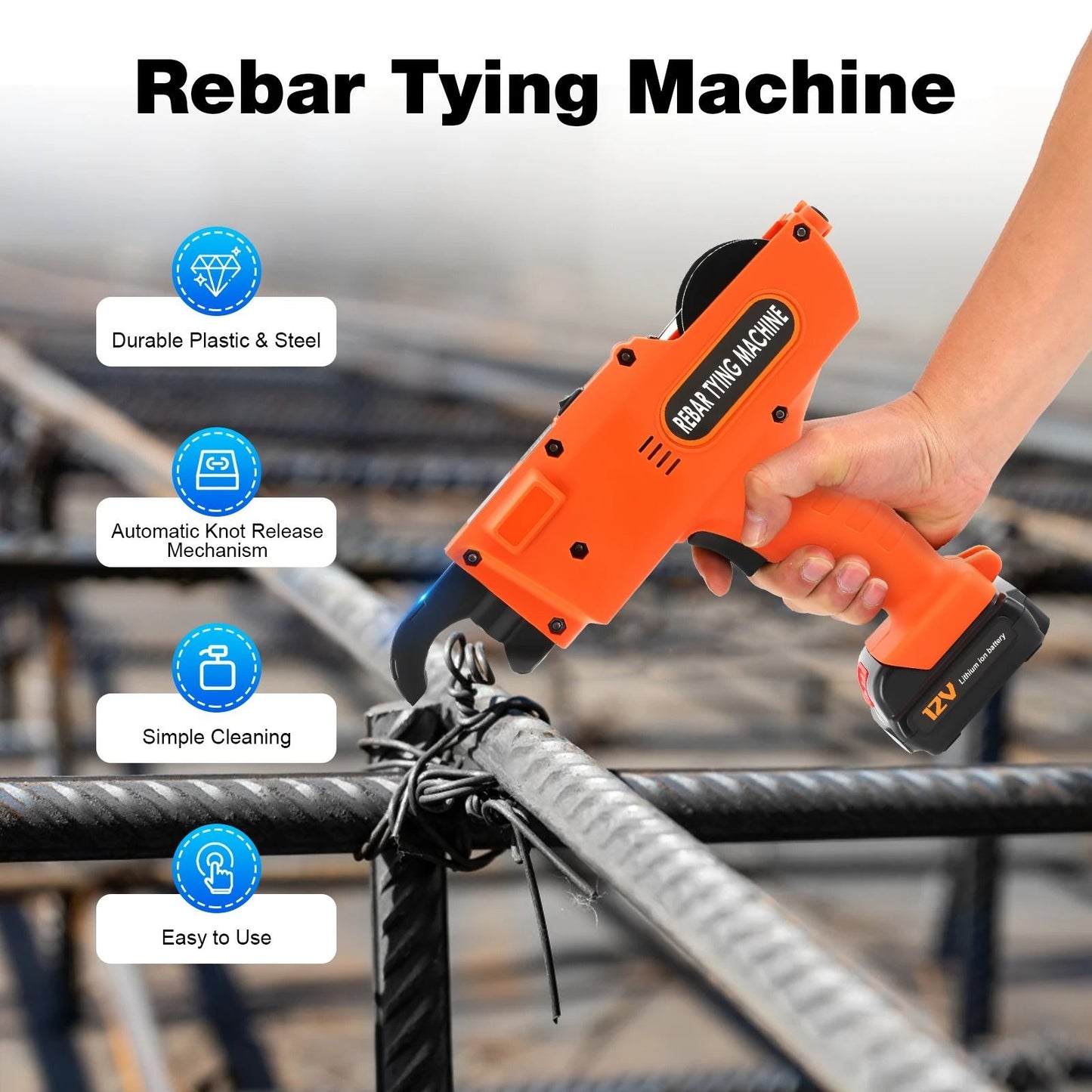 Cordless Electric Rebar Tie Machine With Battery For Fast Steel Bar Binding 5
