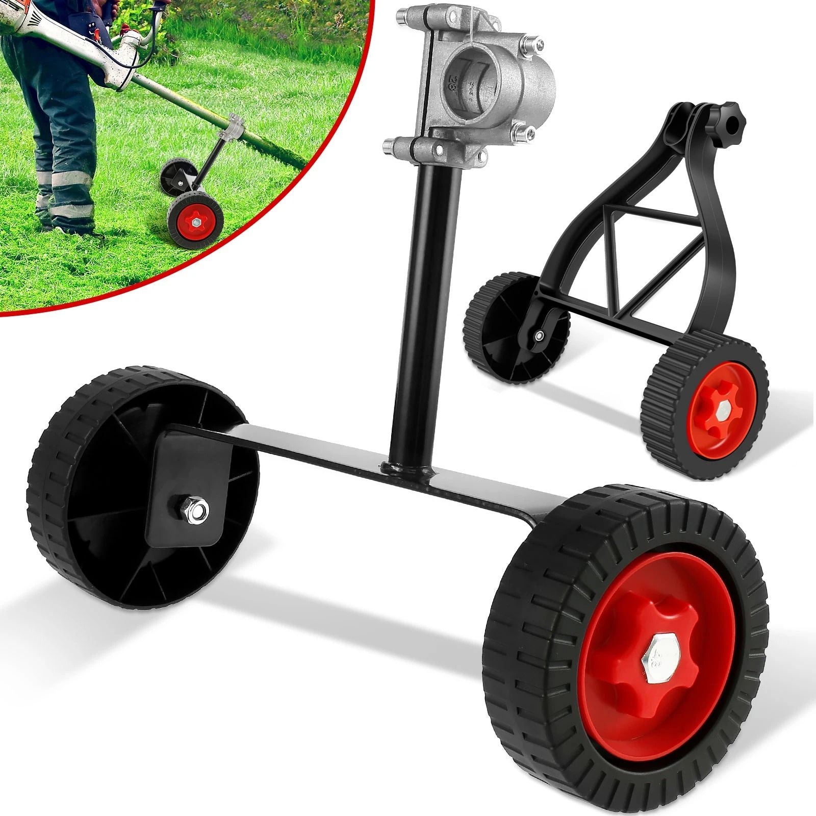 Universal Trimmer Support Wheel Attachment for Effortless Grass Cutting