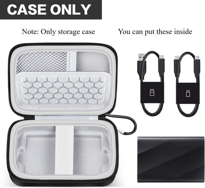 Carrying Case for Samsung T9 Portable, Shockproof Protective Storage Holder for USB External Solid State Drive, Cable