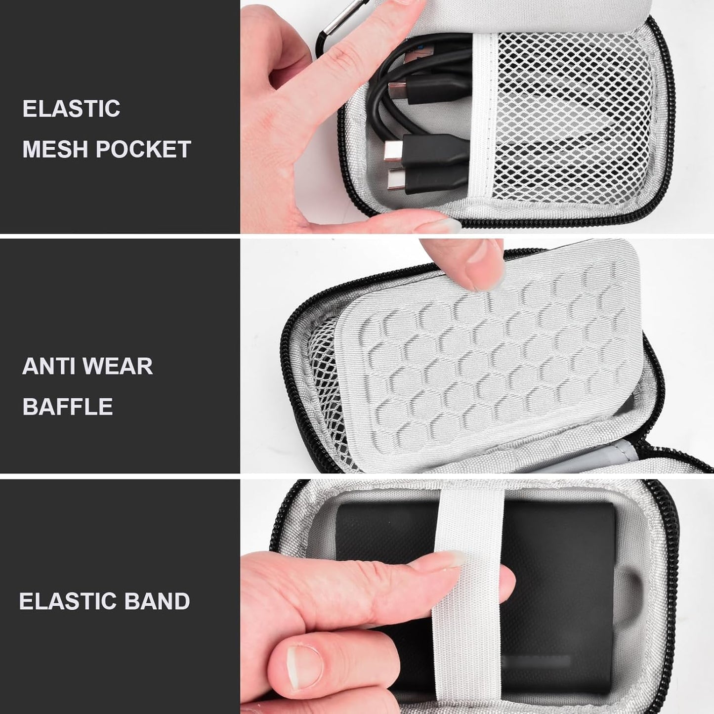 Carrying Case for Samsung T9 Portable, Shockproof Protective Storage Holder for USB External Solid State Drive, Cable
