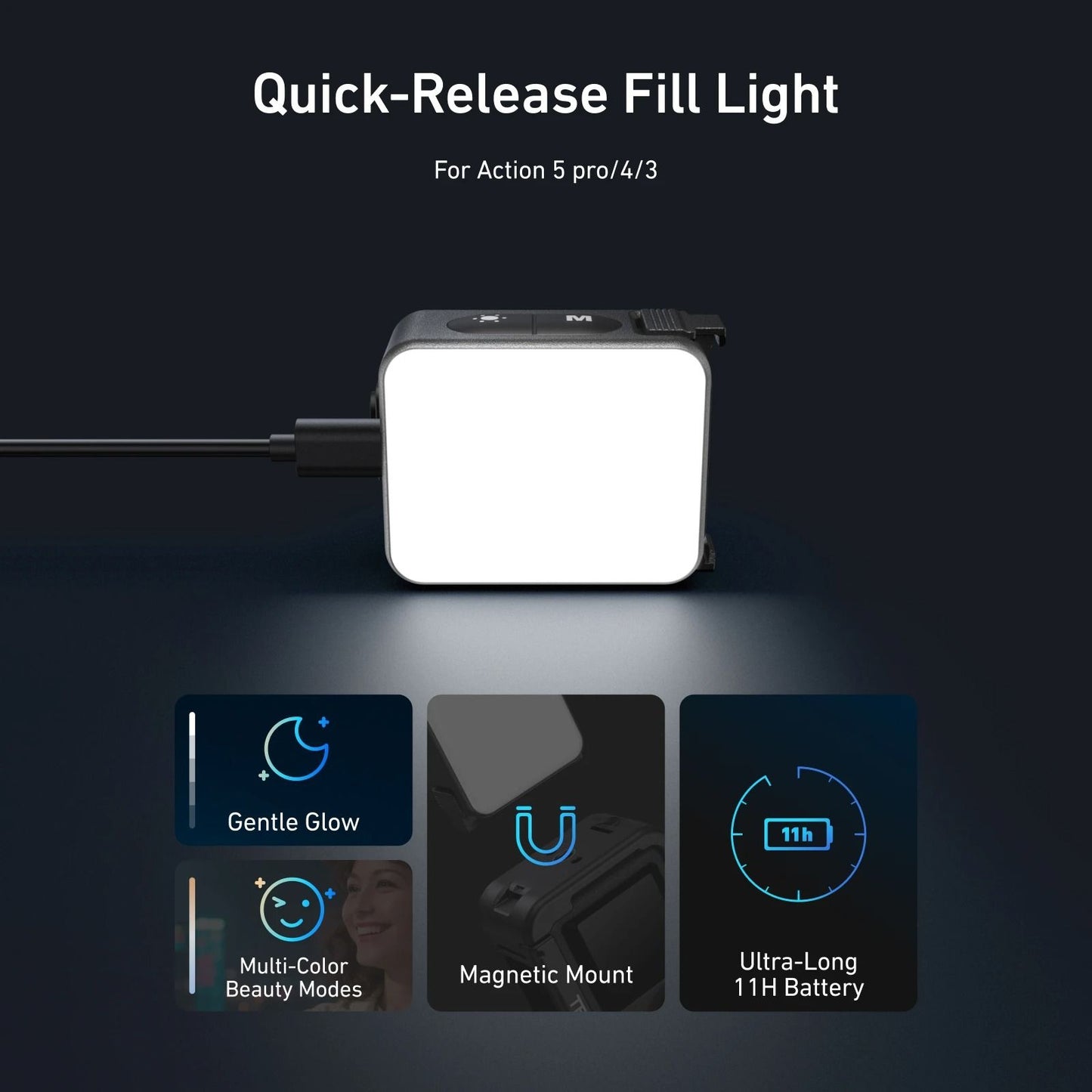 Mini Waterproof Quick Release Fill Light For Action Cameras 2