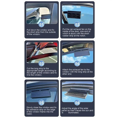 Solar Powered Car Cooling Fan With Three Ventilation Outlets For Interior Ventilation 4
