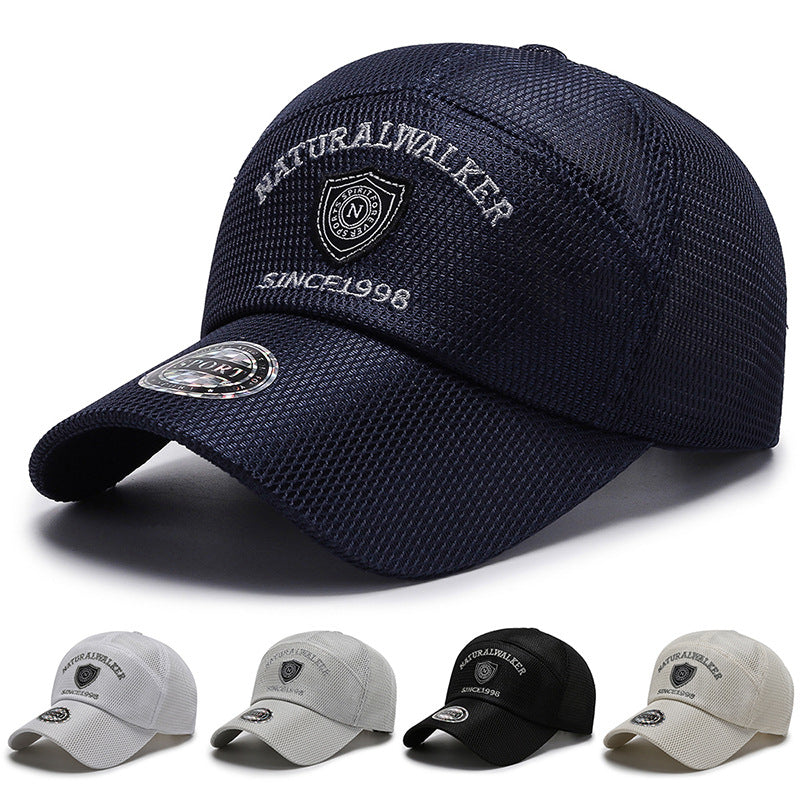 Quick Drying Mesh Baseball Cap for Men, Summer Outdoor Sun Protection, Breathable Embroidery Trucker Hat