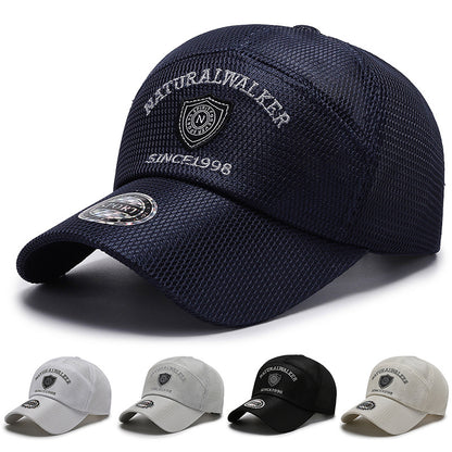 Quick Drying Mesh Baseball Cap for Men, Summer Outdoor Sun Protection, Breathable Embroidery Trucker Hat