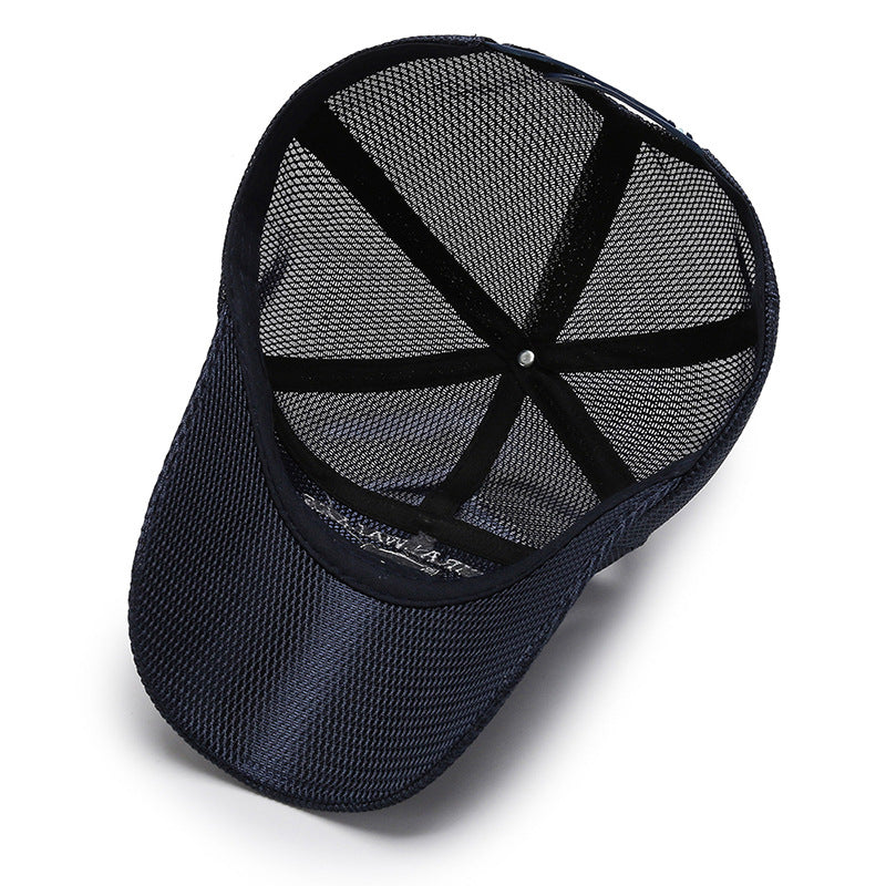 Quick Drying Mesh Baseball Cap for Men, Summer Outdoor Sun Protection, Breathable Embroidery Trucker Hat