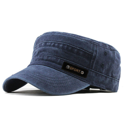 Mens Flat Top Military Cap Cotton Sun Proof Hat For Spring Summer Autumn Washable Army Style Outdoo 1