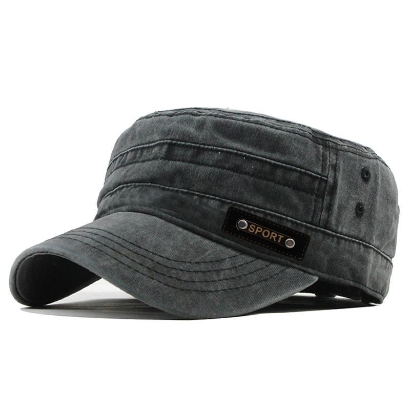 Mens Flat Top Military Cap Cotton Sun Proof Hat For Spring Summer Autumn Washable Army Style Outdoo 3