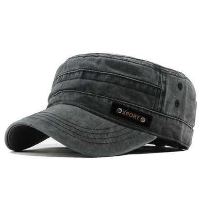 Mens Flat Top Military Cap Cotton Sun Proof Hat For Spring Summer Autumn Washable Army Style Outdoo 3