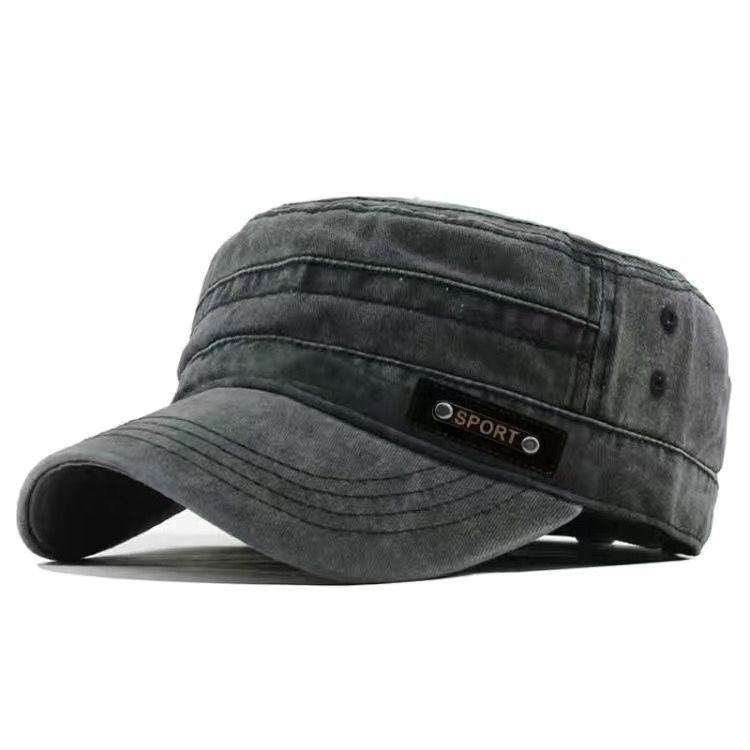 Mens Flat Top Military Cap Cotton Sun Proof Hat For Spring Summer Autumn Washable Army Style Outdoo 8