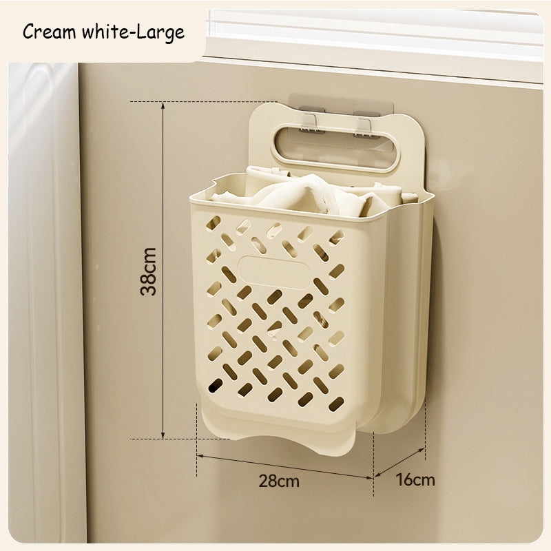 Large Folding Storage Basket, Wall-Mounted & Portable Hamper with Removable Liner Bag, Space-Saving Fabric Laundry