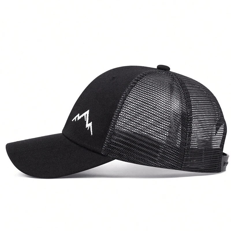 Adjustable Casual Unisex Mountain Range Embroidery Net Caps Spring And Summer Outdoor Sun Hat For M