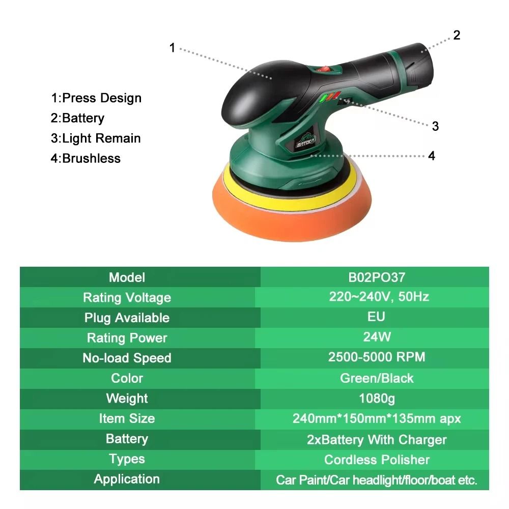 Cordless 12V Dual Action Car Polisher For Wireless Auto Detailing 1