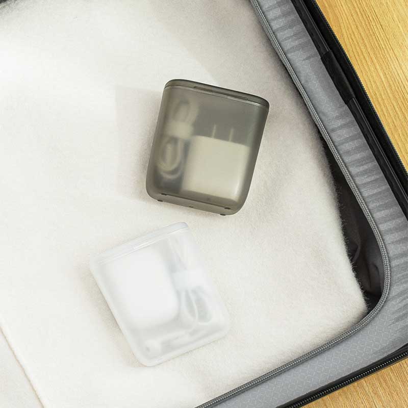 Portable Desktop Data Cable Storage Box Organizer, Travel-Friendly USB Earphone Cord Management for Home, Office