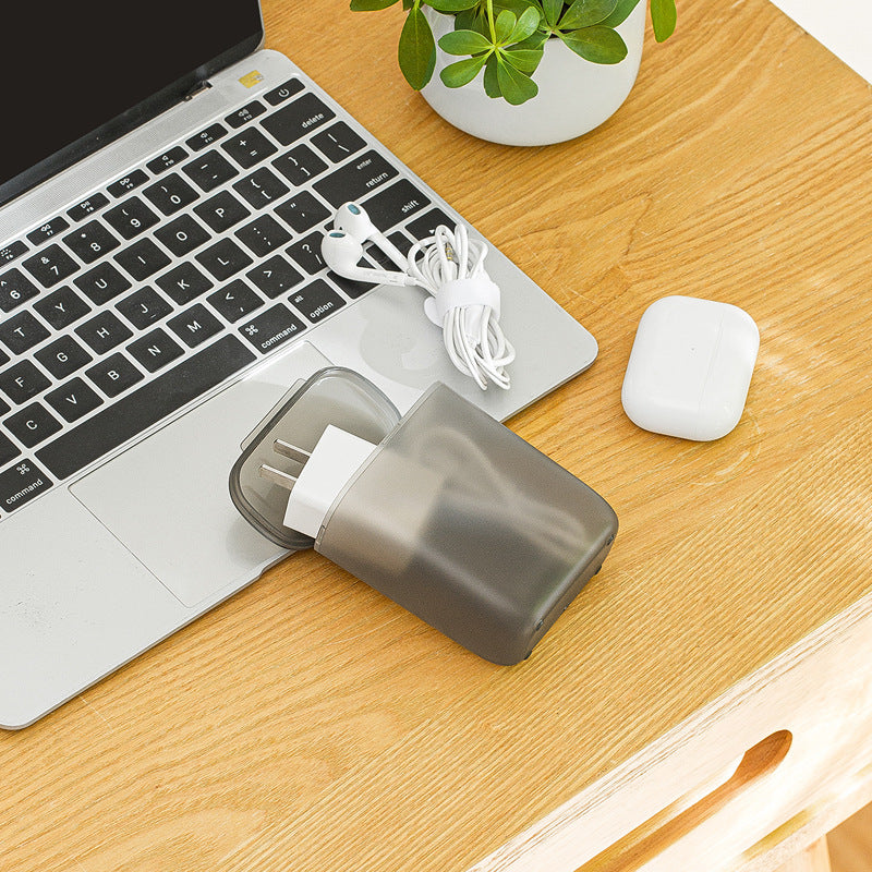 Portable Desktop Data Cable Storage Box Organizer, Travel-Friendly USB Earphone Cord Management for Home, Office