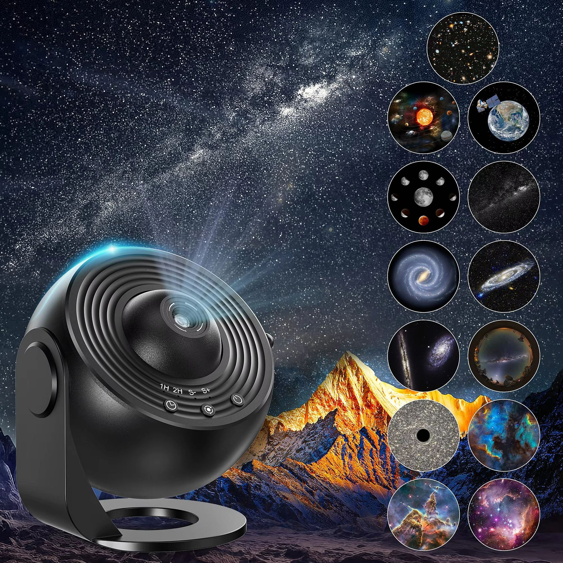 NightSky Galaxy Planetarium Projector – Realistic Galaxy Projector with Solar System Discs & Moon Constellations