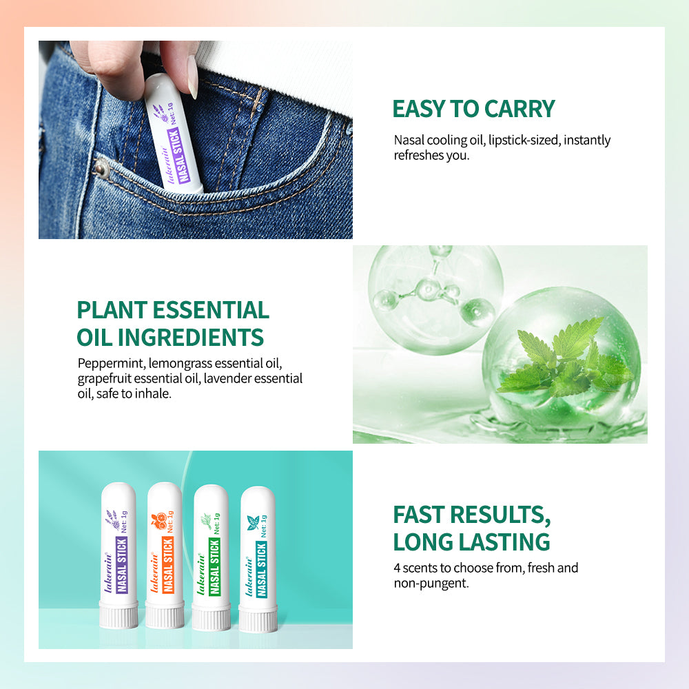 Nasal Stick Portable Cooling Oil, Easy Nasal Inhalation Refreshing Stick, Long Lasting Effect, Energizing Inhaler