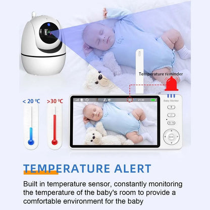 5Inch PTZ Video Baby Monitor With Camera Temperature Sensor And Lullabies 4