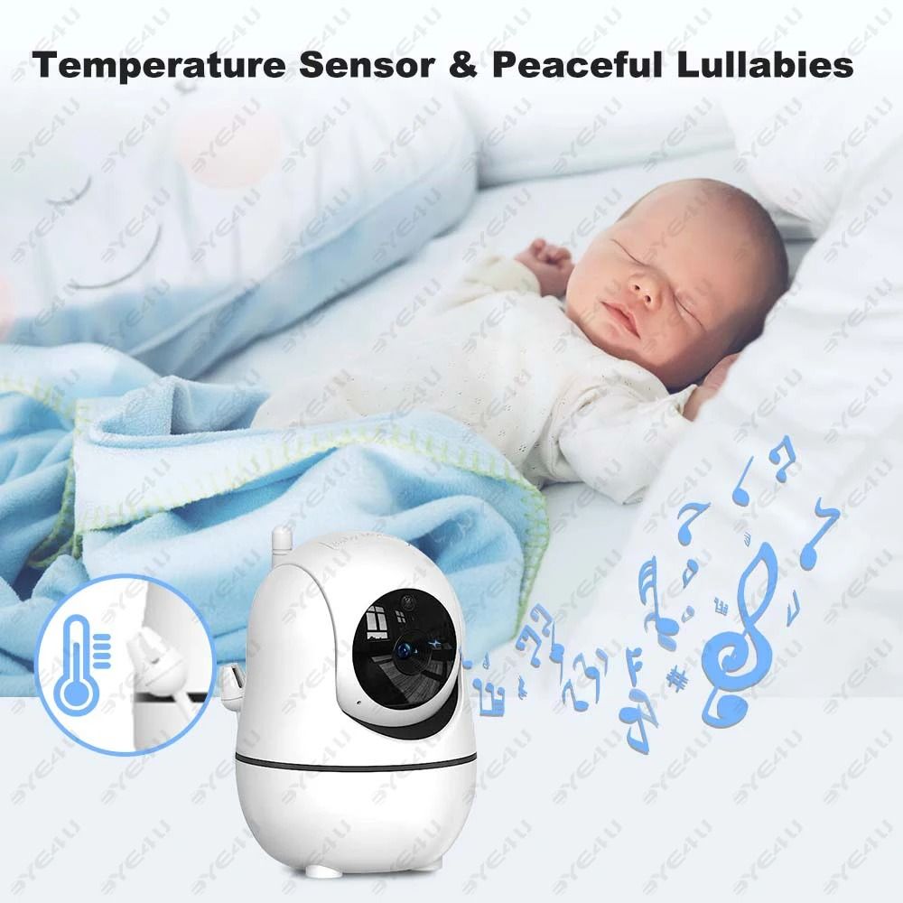 5Inch PTZ Video Baby Monitor With Camera Temperature Sensor And Lullabies 5