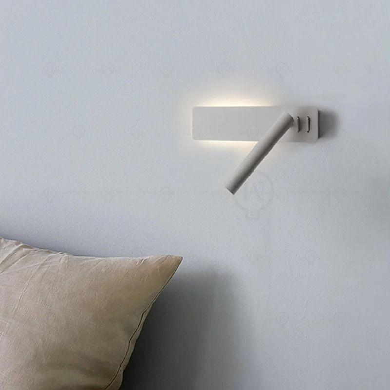 White Nordic Adjustable Bedside Wall Lamp with Switch for Living Room or Bedroom