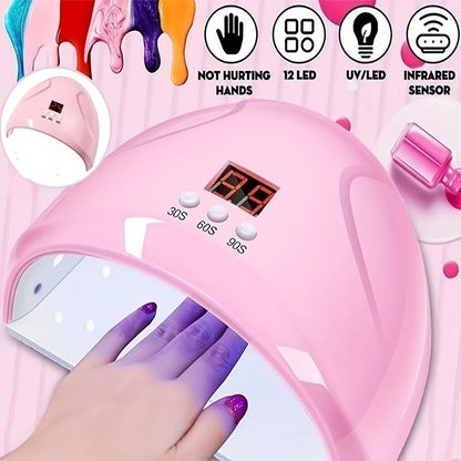USB Nail Phototherapy Machine with 12 UV LEDs 36W Infrared Sensor