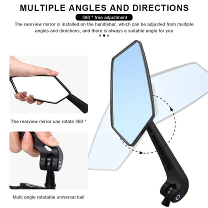 Wide Angle Bicycle Rear View Mirrors Set For Left And Right With Flexible Mount 3