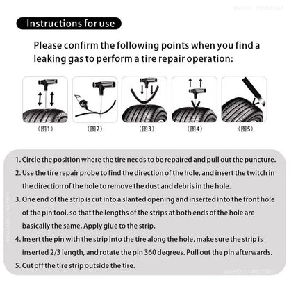 Emergency Car Tire Repair Plug Kit With Plug Strip Tools 4