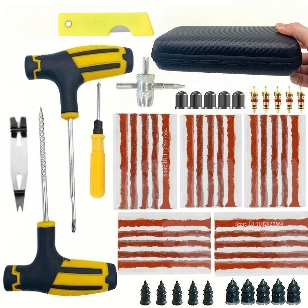 Emergency Car Tire Repair Plug Kit With Plug Strip Tools 10