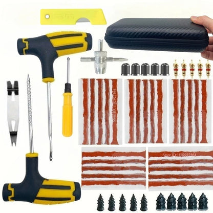 Emergency Car Tire Repair Plug Kit With Plug Strip Tools 10