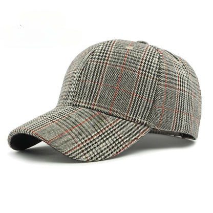 Men Outdoor Sun Cap for Spring Summer, Classic Checkered Hard Top Hat, Sunscreen Visor Baseball Cap for Women