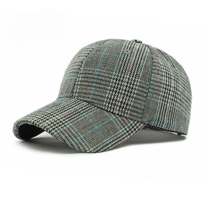 Men Outdoor Sun Cap for Spring Summer, Classic Checkered Hard Top Hat, Sunscreen Visor Baseball Cap for Women