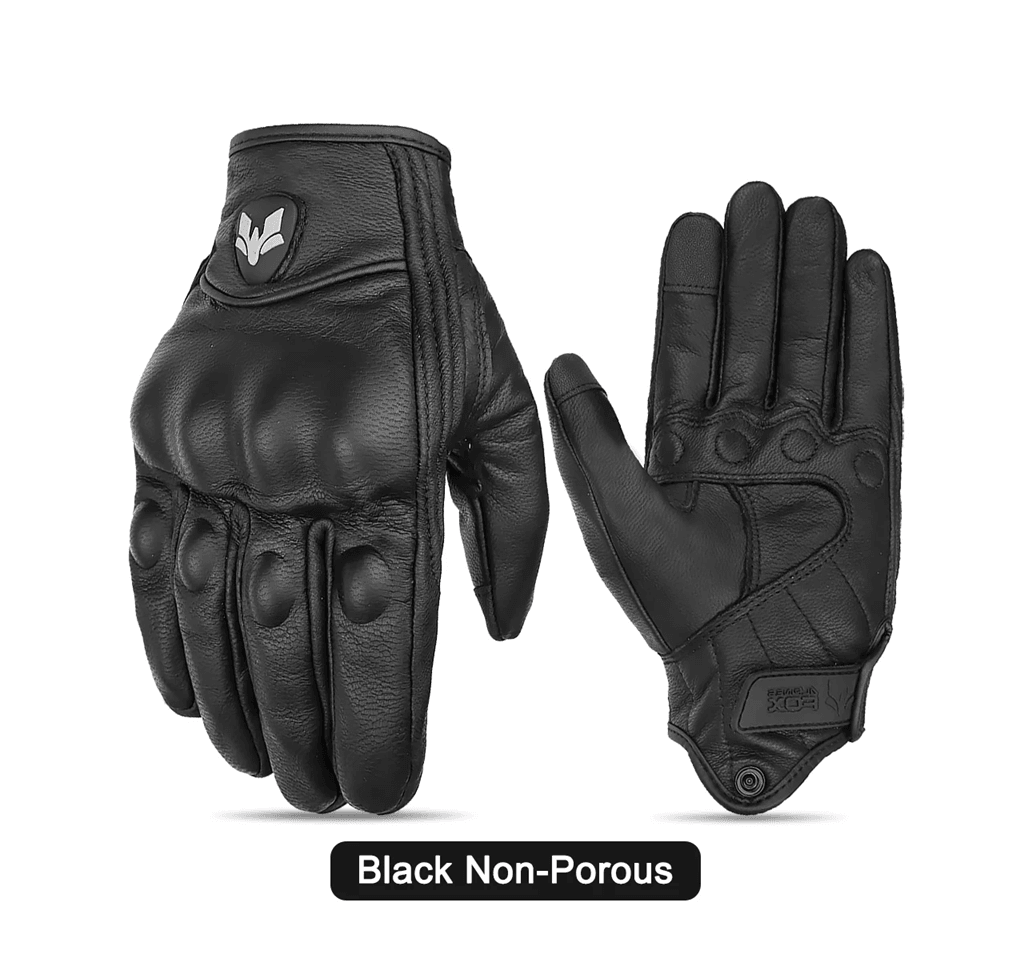 Vintage Leather Motorcycle Gloves Men Touchscreen Retro Style 4