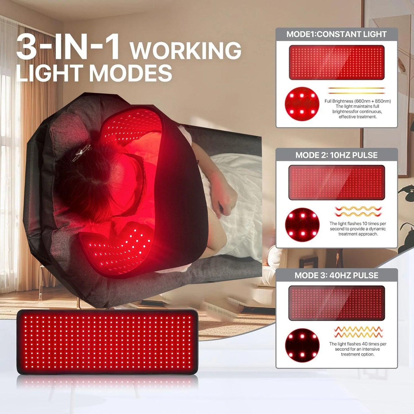 Red And Infrared Light Therapy Belt For Body Pain Relief And Muscle Recovery 3