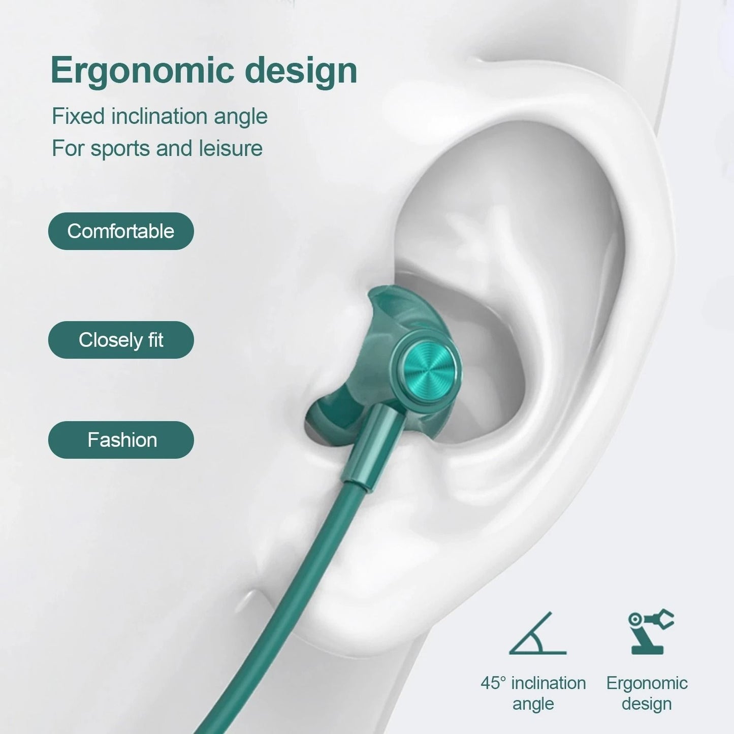 Wireless Bluetooth Neckband Earbuds HiFi Sound Waterproof IPX5 4