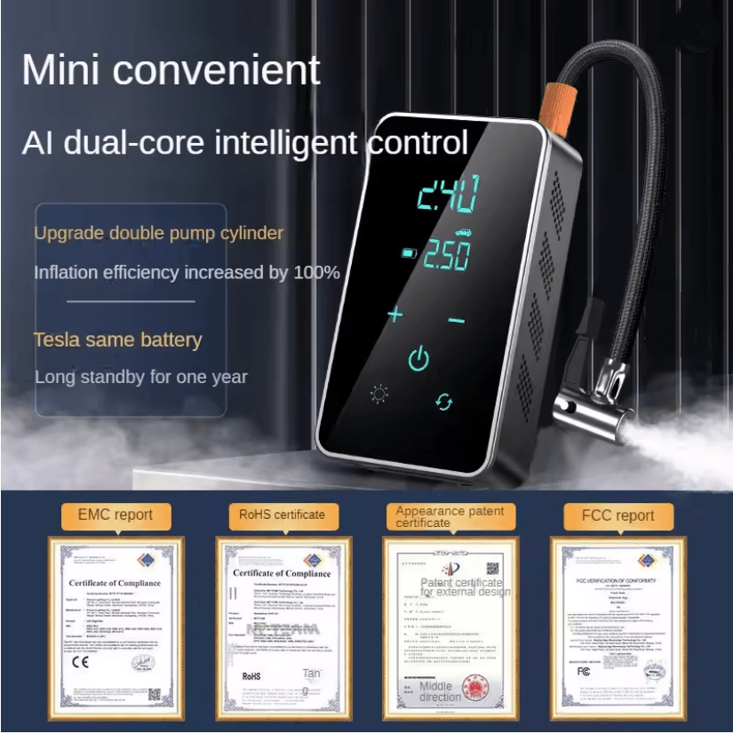 Wireless Touch Screen Tire Inflator Portable 150PSI Air Pump 1