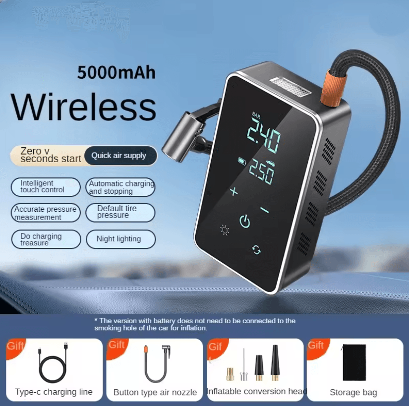 Wireless Touch Screen Tire Inflator Portable 150PSI Air Pump 3