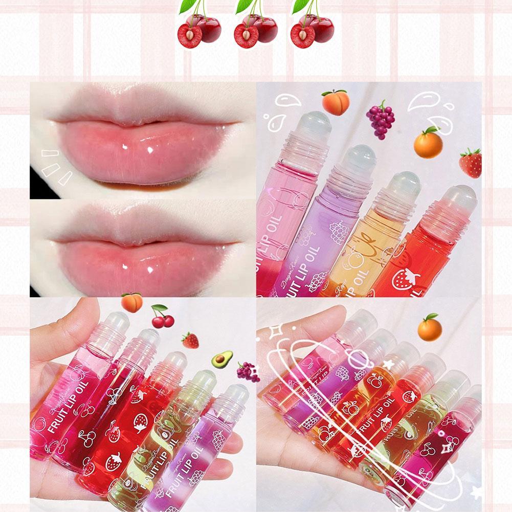 6 Colors Rollon Fruit Essence Lip Oil Moisturizing Lipstick Hydrating Gloss Random Transparent Lip  1