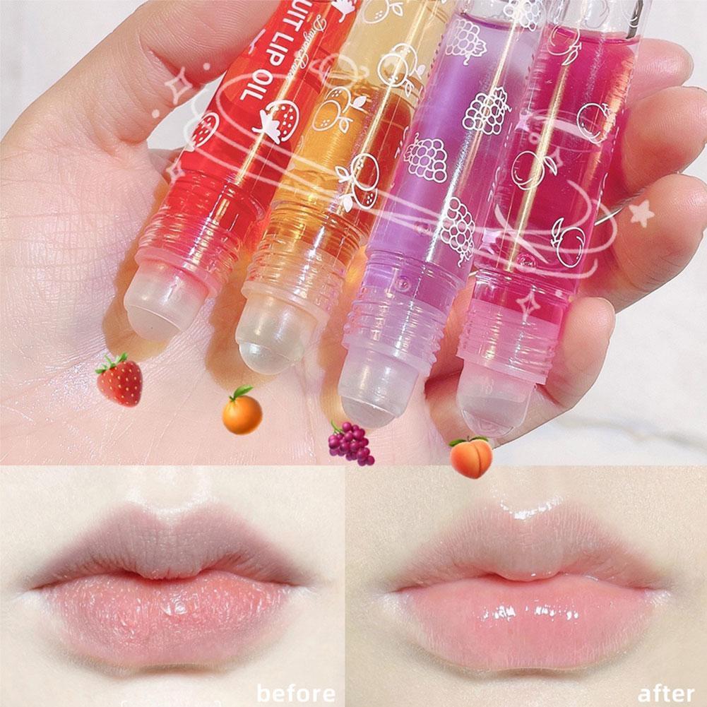 6 Colors Rollon Fruit Essence Lip Oil Moisturizing Lipstick Hydrating Gloss Random Transparent Lip  3