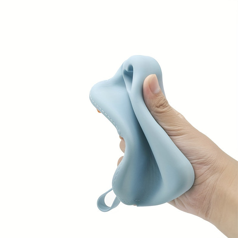 1Pcs Silicone Storage Bag, Portable Zipper Colorblock Bag Lightweight Clutch Bag with Wristband, Waterproof Hand Comfort
