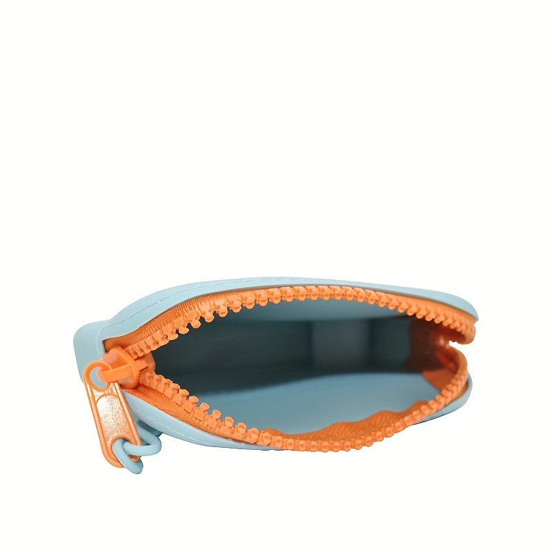 1Pcs Silicone Storage Bag, Portable Zipper Colorblock Bag Lightweight Clutch Bag with Wristband, Waterproof Hand Comfort