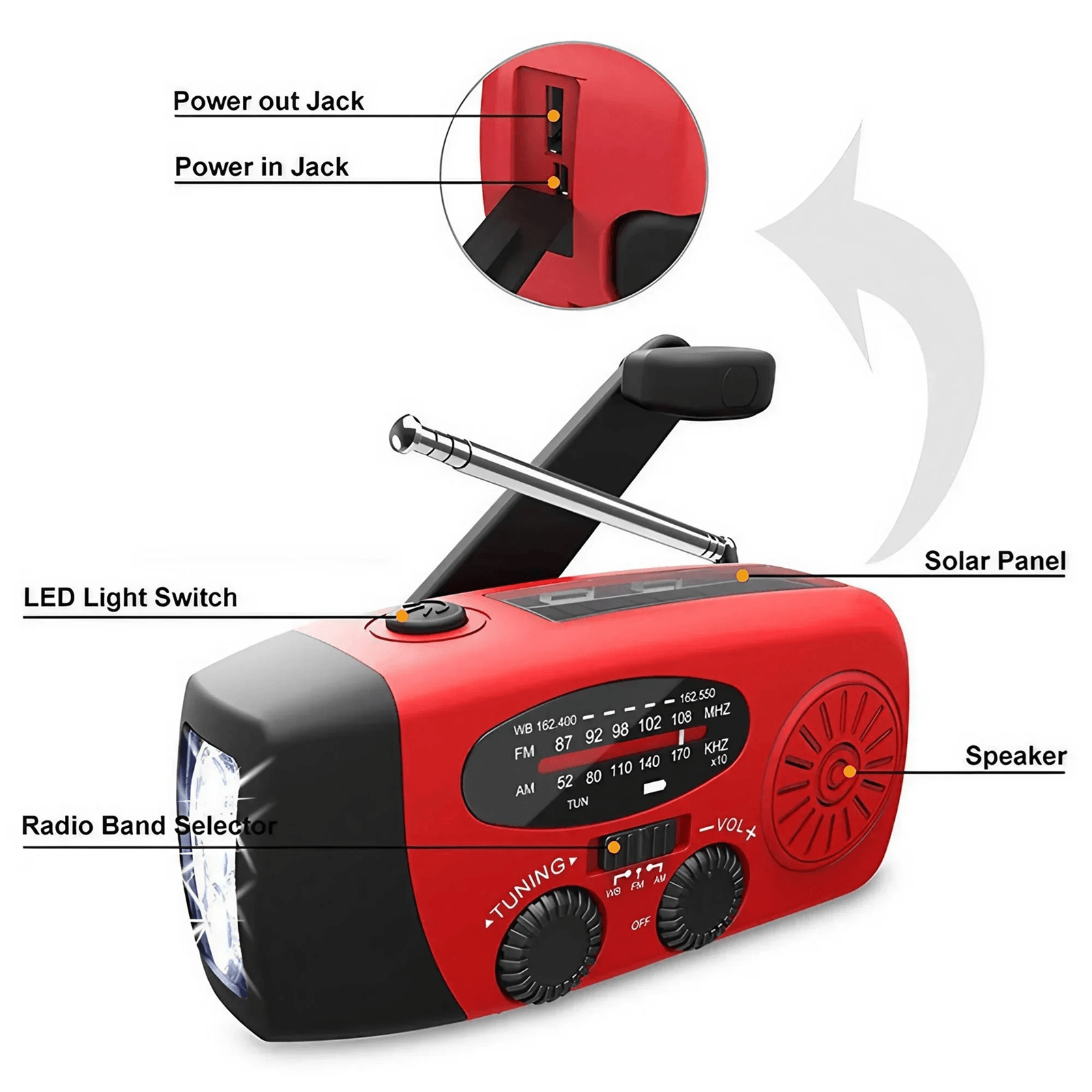 Stonego Multifunctional Emergency Solar Crank Radio Lamp 1