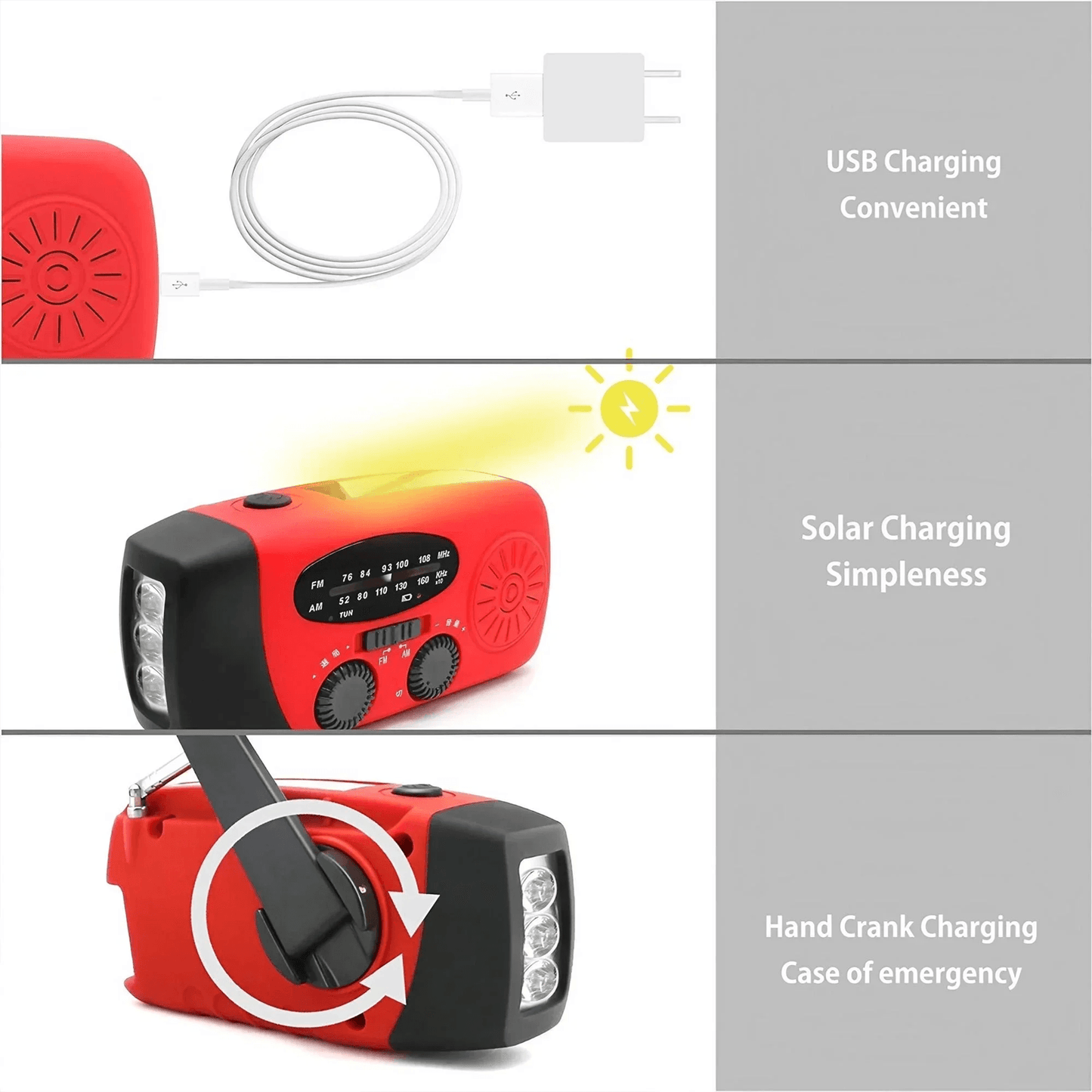 Stonego Multifunctional Emergency Solar Crank Radio Lamp 4