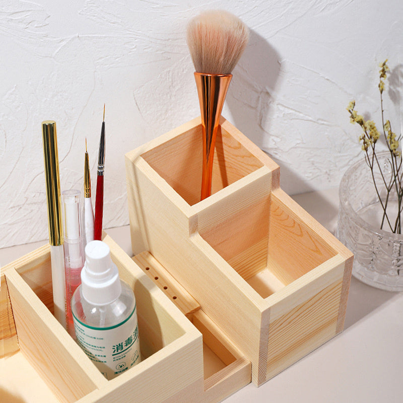 Durable Nail Drill Machine Bits Wooden Holder, Organizer Box for Nail Training, Nail Art Accessories DIY Manicure Tools