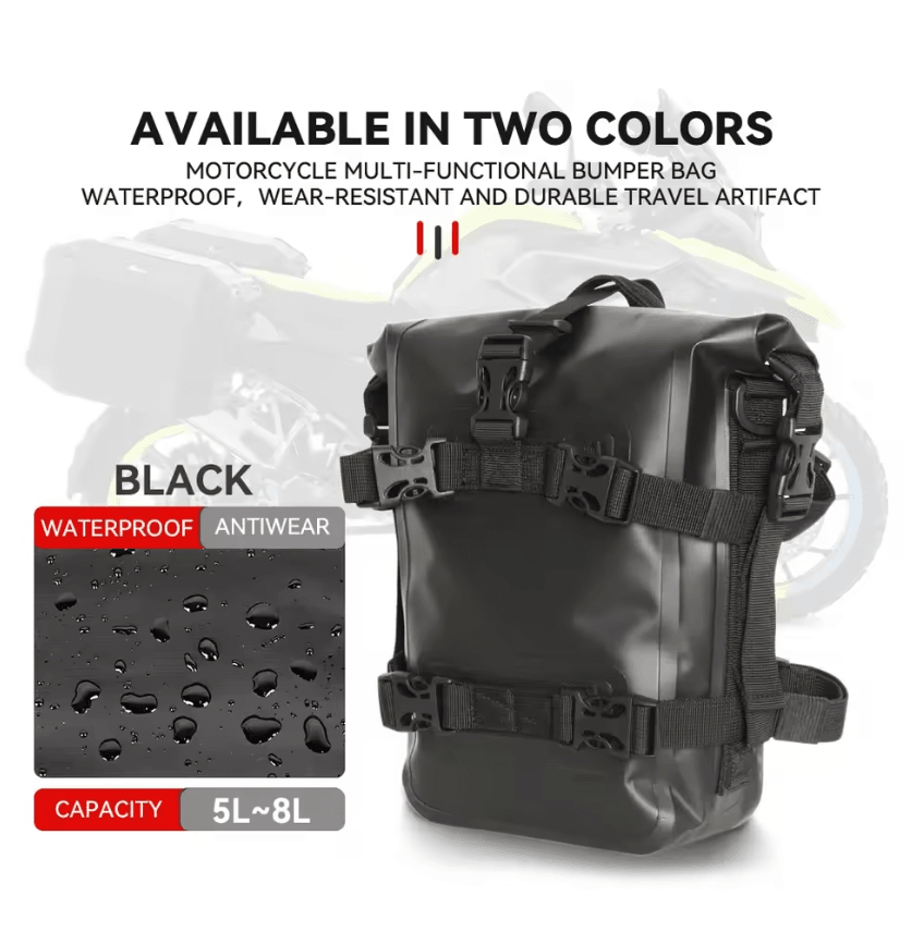 Waterproof Motorcycle Saddle Tool Bag For Crash Bar Side Mount 8L 2