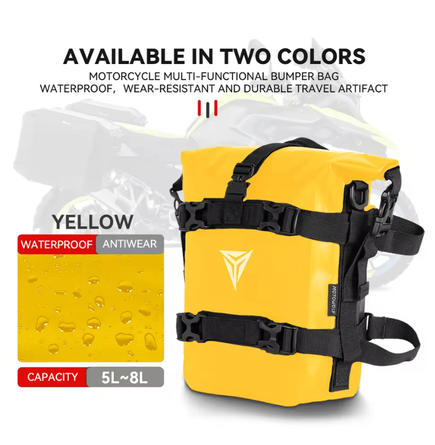 Waterproof Motorcycle Saddle Tool Bag For Crash Bar Side Mount 8L 5