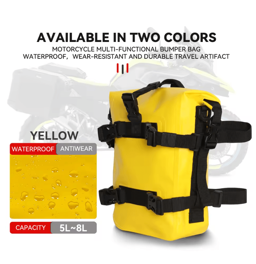 Waterproof Motorcycle Saddle Tool Bag For Crash Bar Side Mount 8L 7